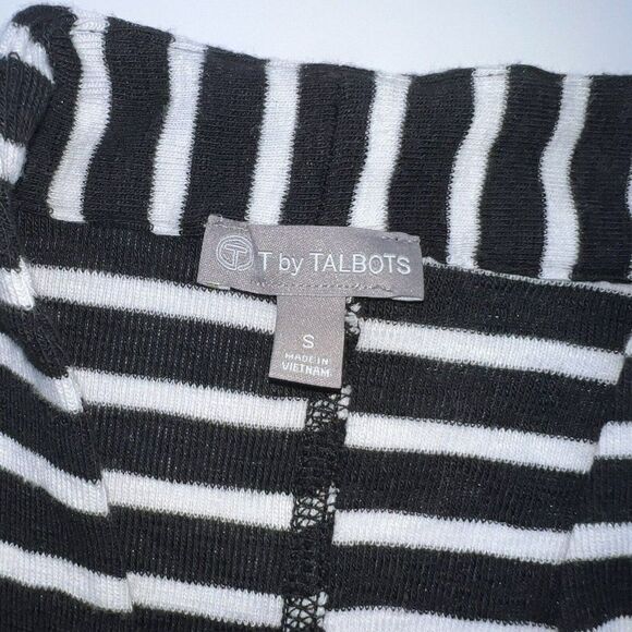 T by Talbots Size Small Black/White Striped Open Cardigan Jacket - Picture 3 of 4